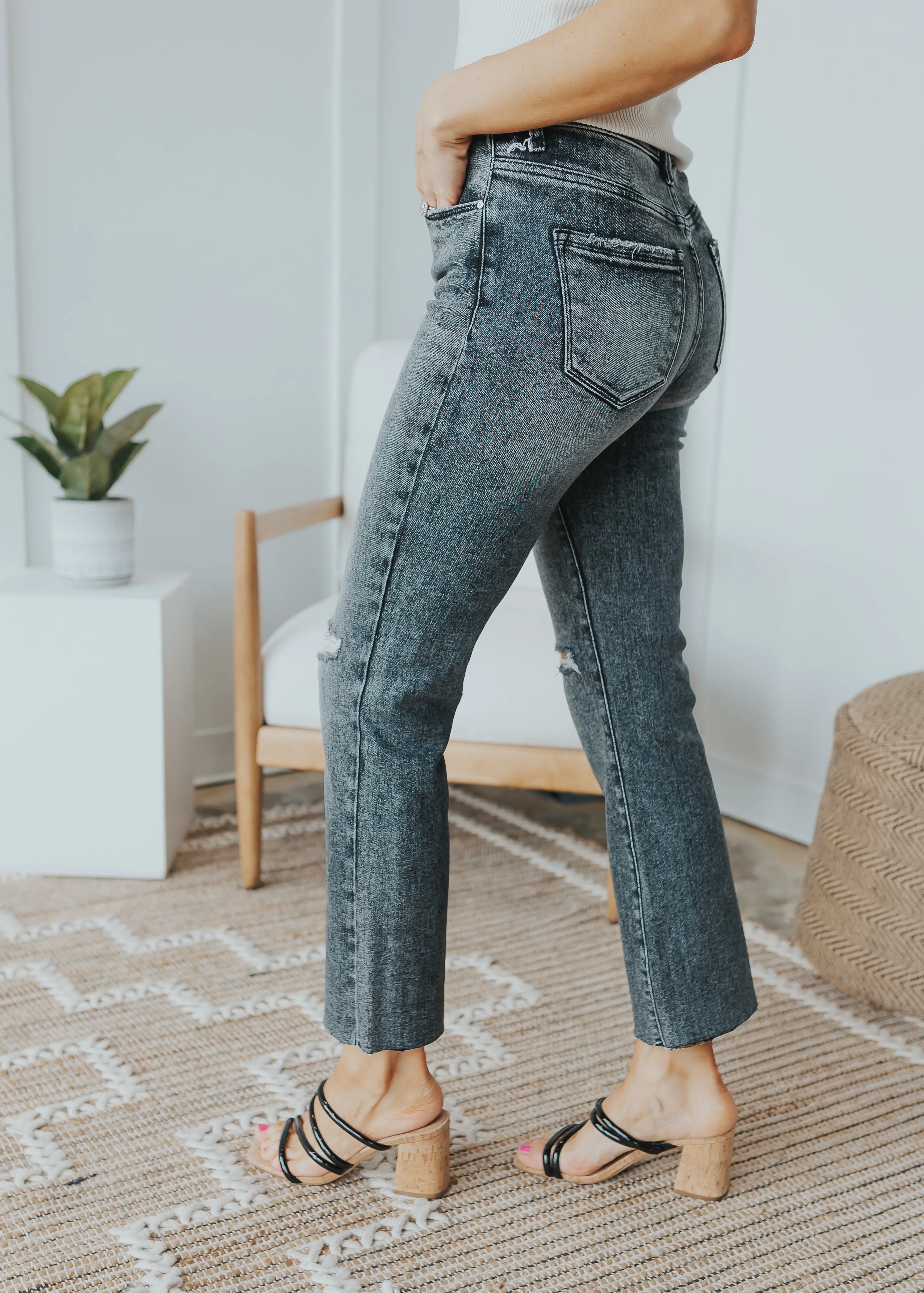 Risen High Rise Ankle Straight Jeans