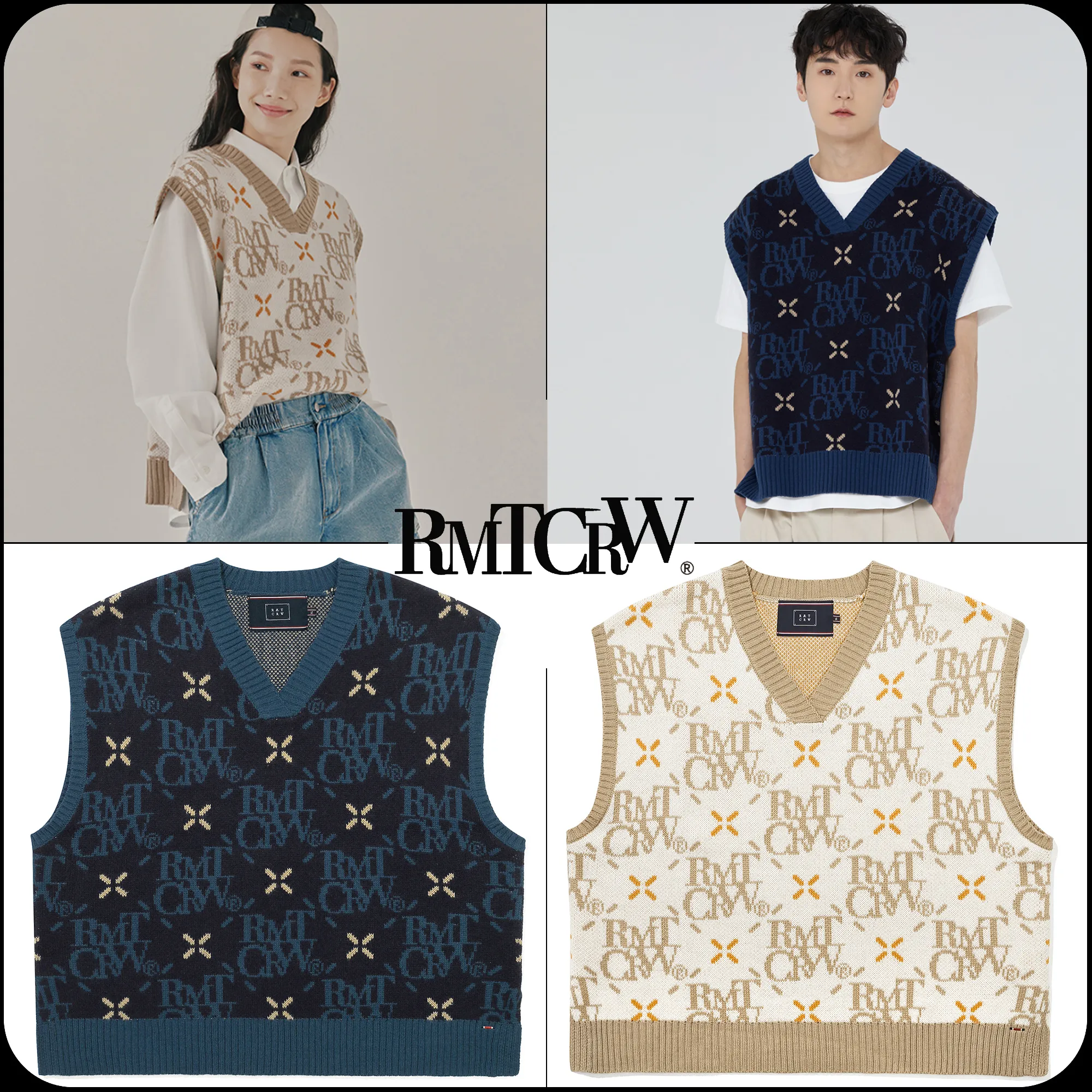 ROMANTIC CROWN  |[ROMANTIC CROWN]★ARGYLE LOGO KNIT VEST