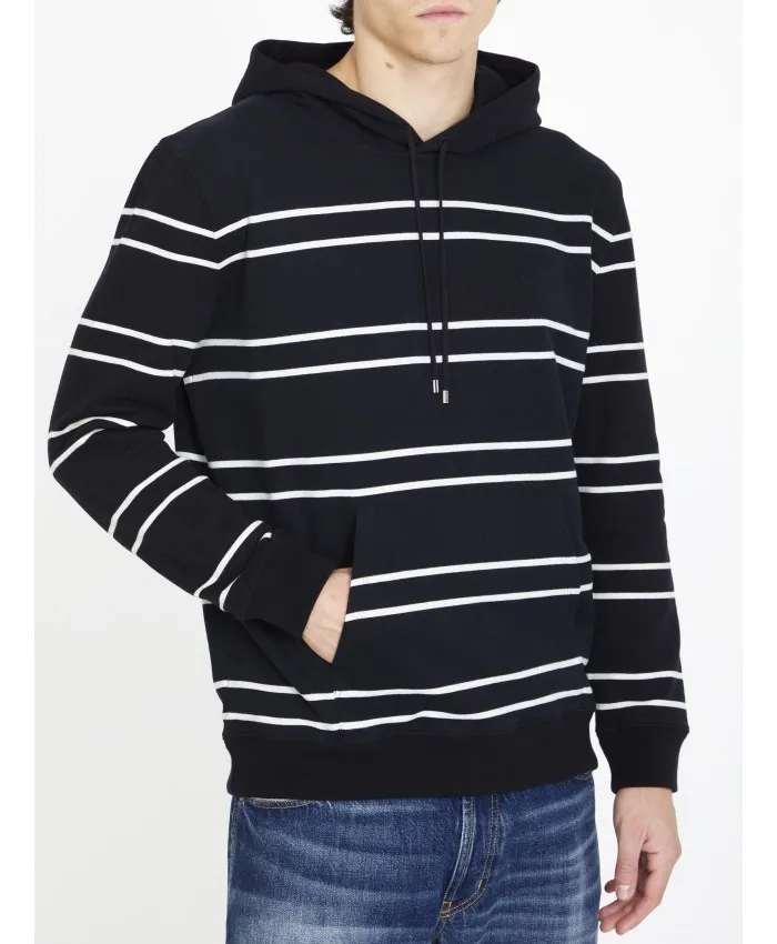 Saint Laurent  |Stripes Street Style Oversized Logo Luxury Hoodies