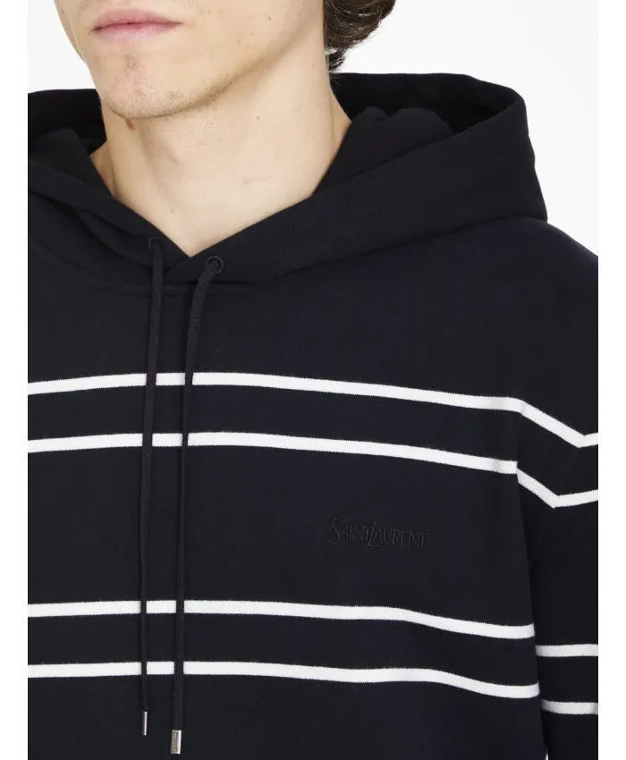 Saint Laurent  |Stripes Street Style Oversized Logo Luxury Hoodies