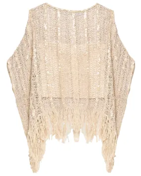 Sand Raffia Net Poncho