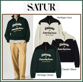 SATUR  |Unisex Street Style Long Sleeves Plain Logo