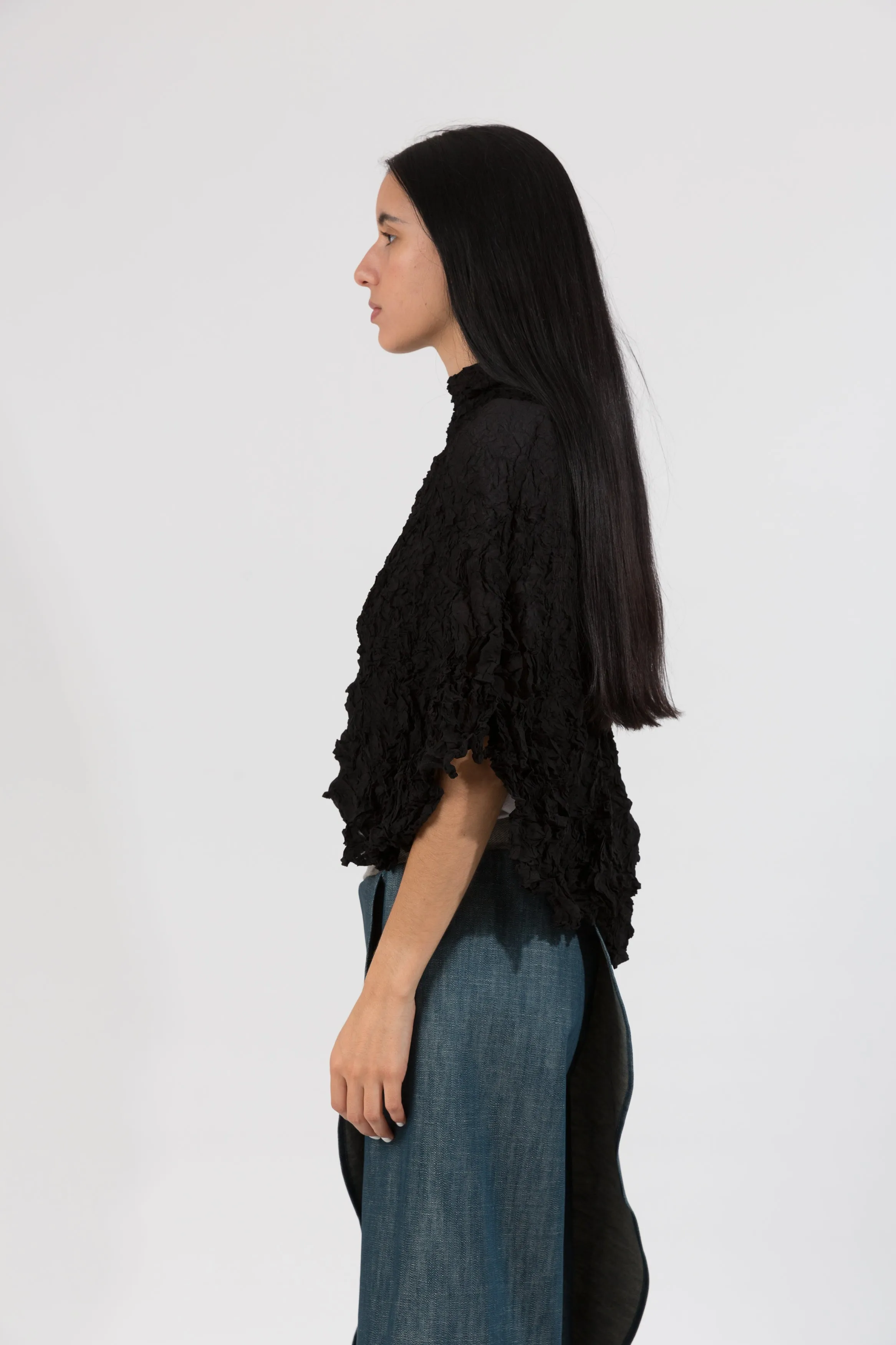 Sheer Moth Pebble Poncho | Black