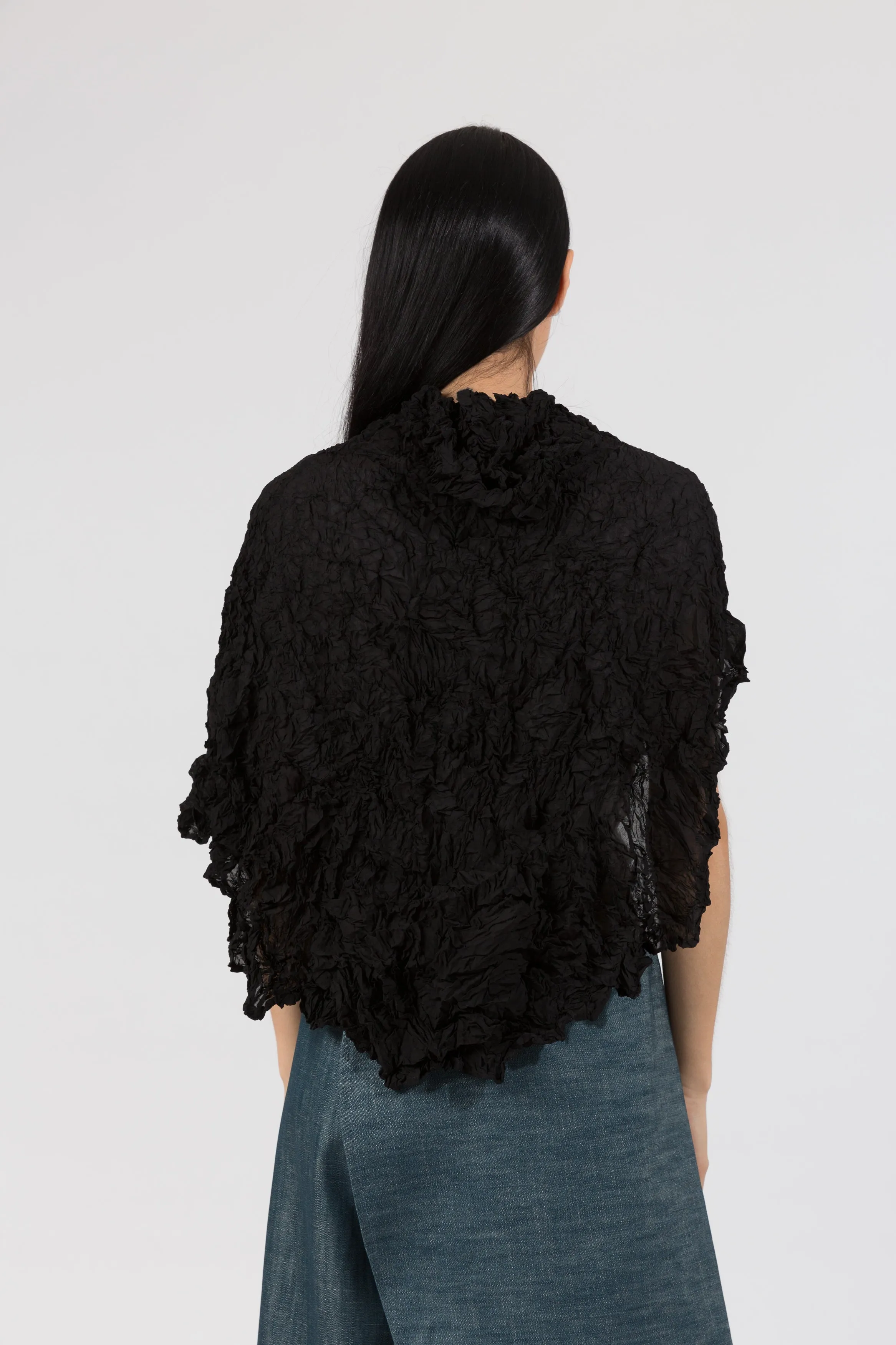 Sheer Moth Pebble Poncho | Black