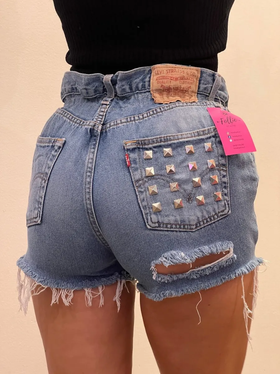 Shorts Levi's Vintage denim a caramella con borchie a piramide