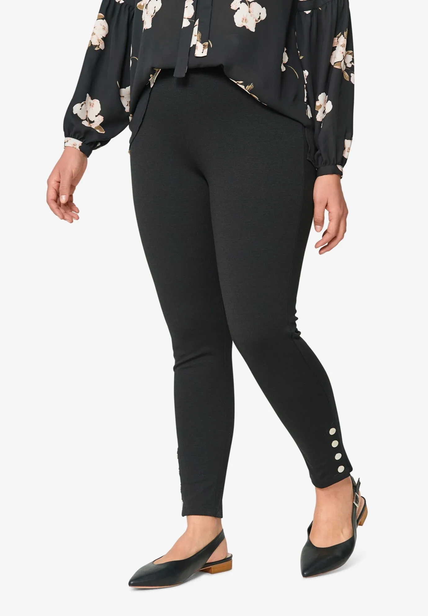 Snap-Hem Ponte Leggings