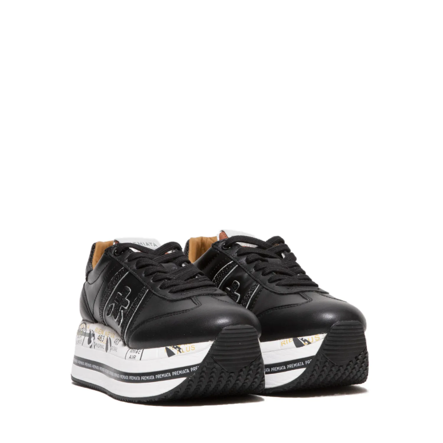 Sneaker Beth in pelle e nylon nero