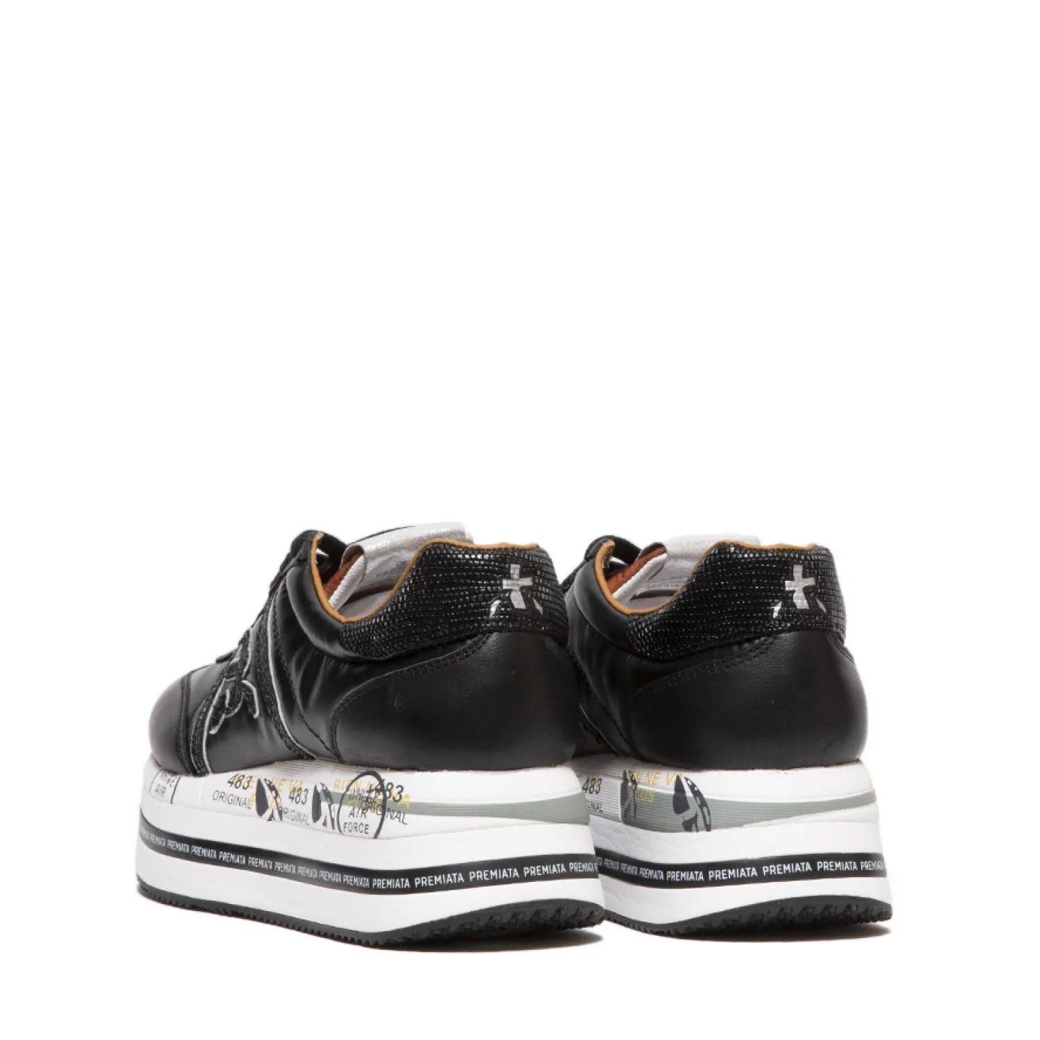 Sneaker Beth in pelle e nylon nero