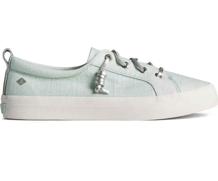 Sperry Womens Crest Vibe Sparkle Linen Lace Sneaker(87470)- Blue Linen