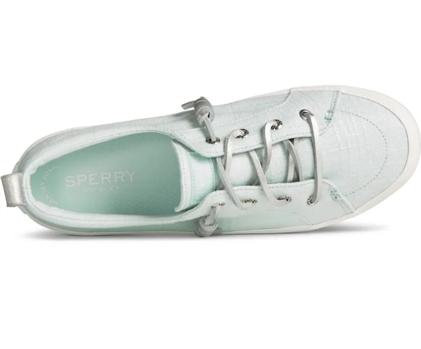 Sperry Womens Crest Vibe Sparkle Linen Lace Sneaker(87470)- Blue Linen