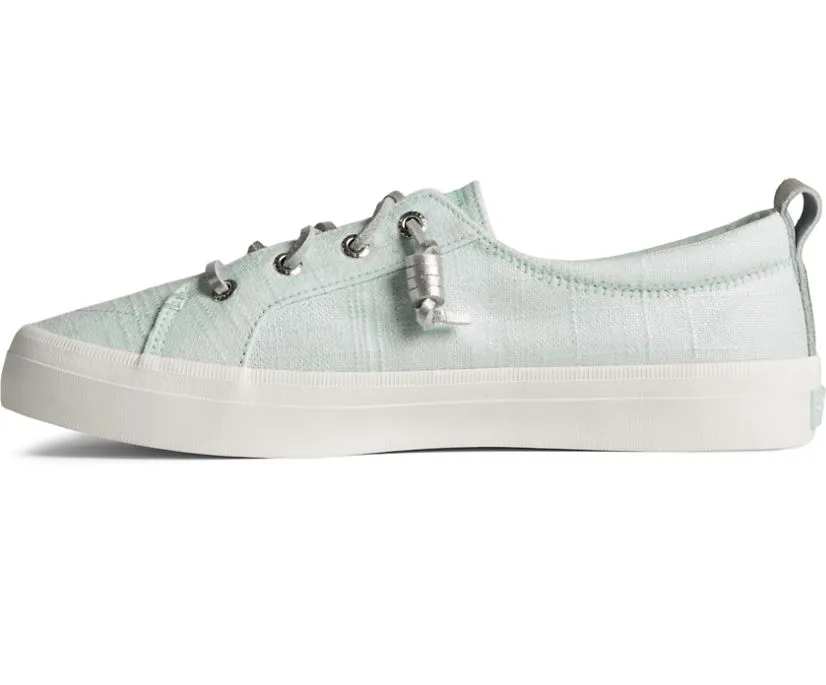 Sperry Womens Crest Vibe Sparkle Linen Lace Sneaker(87470)- Blue Linen