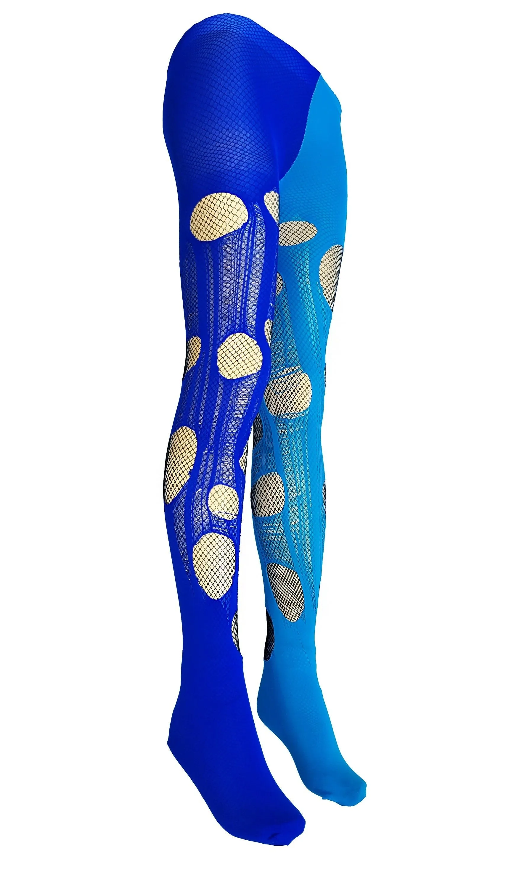 Tattered & torn fishnet tights | Turquoise & Blue