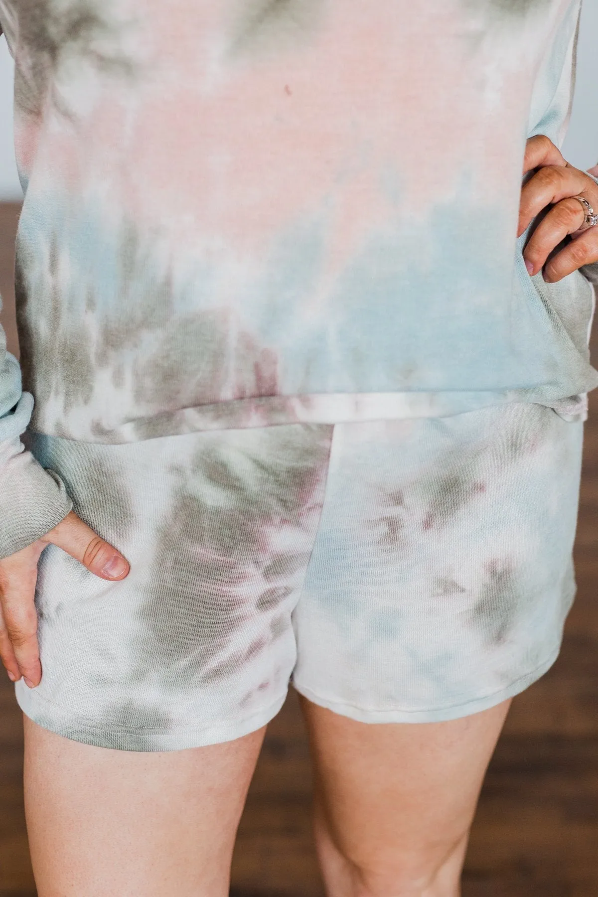 Tie Dye Lounge Shorts- Blue, Peach, & Olive