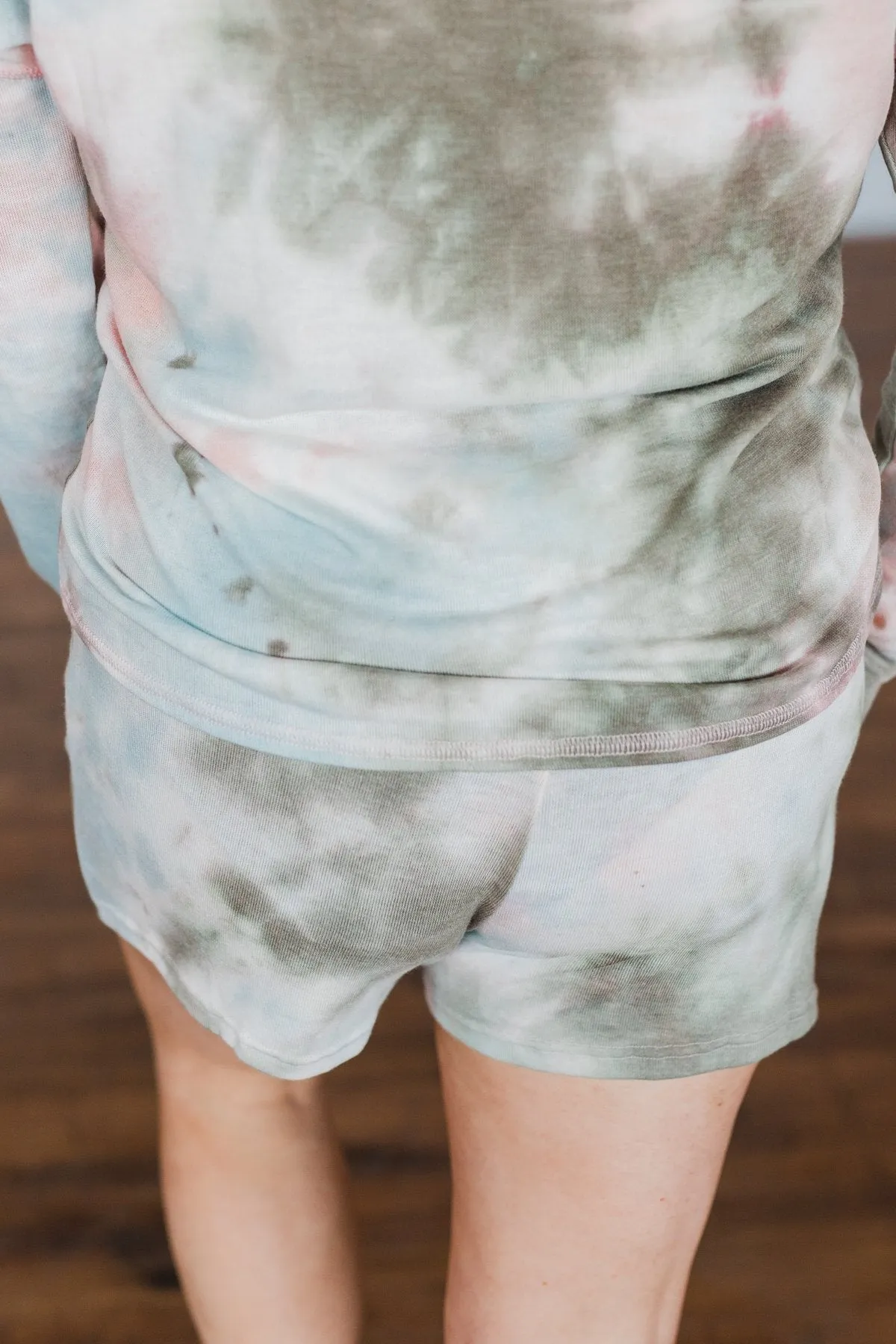 Tie Dye Lounge Shorts- Blue, Peach, & Olive