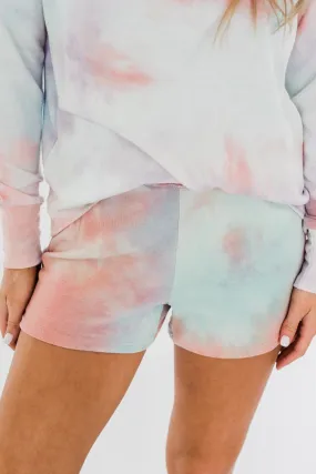 Tie Dye Lounge Shorts- Coral, Purple, & Blue