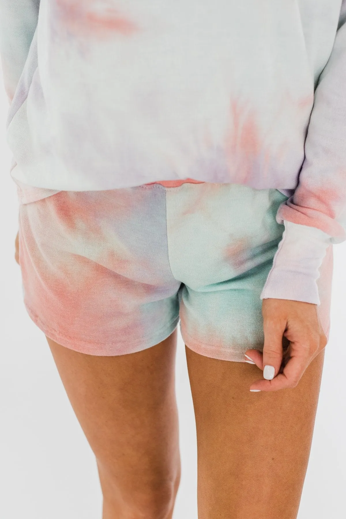 Tie Dye Lounge Shorts- Coral, Purple, & Blue