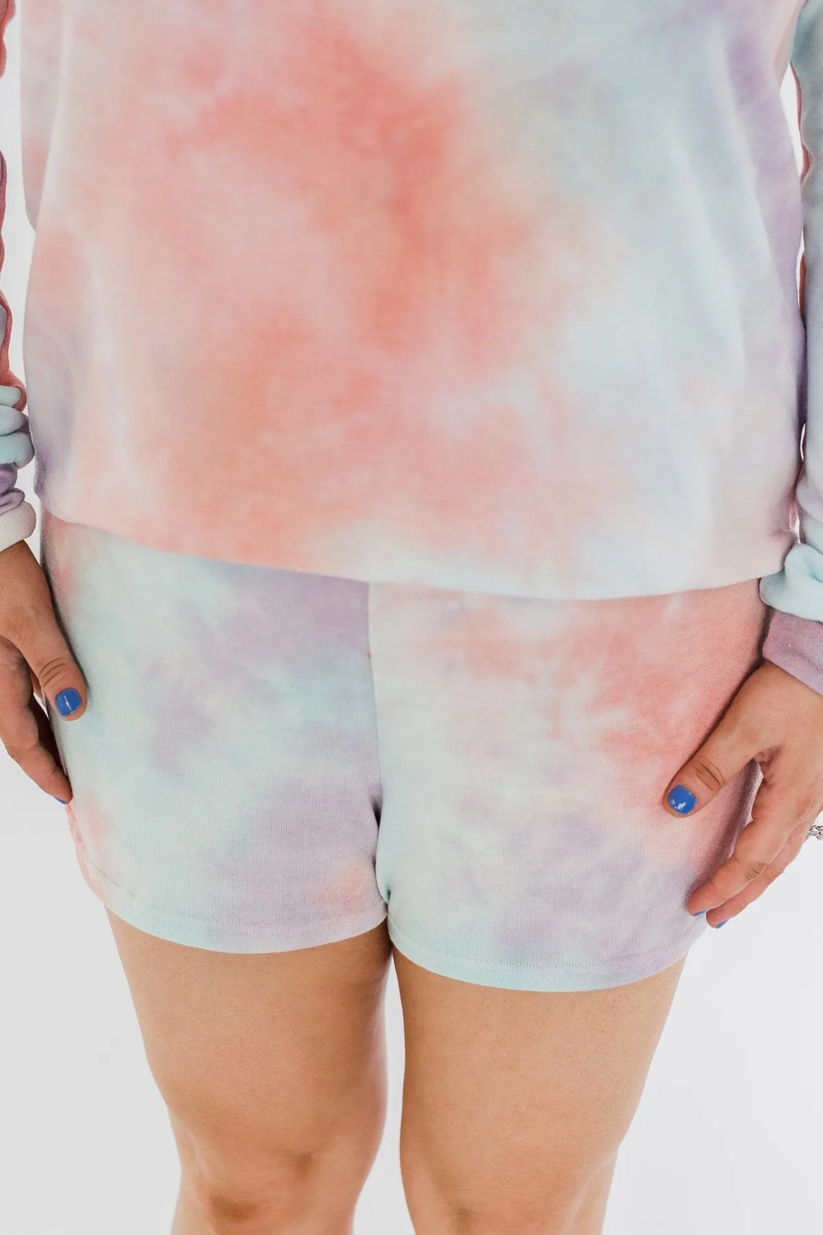 Tie Dye Lounge Shorts- Coral, Purple, & Blue