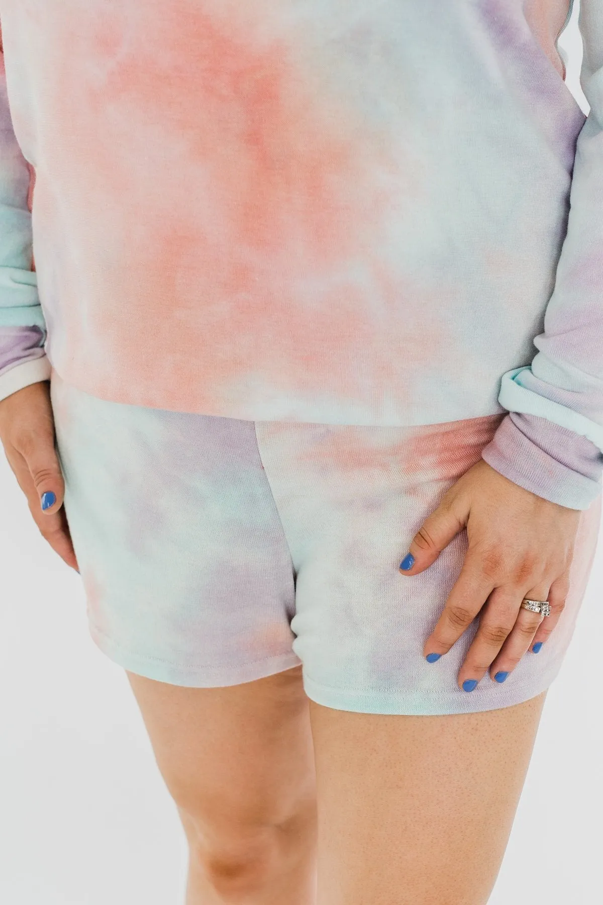 Tie Dye Lounge Shorts- Coral, Purple, & Blue