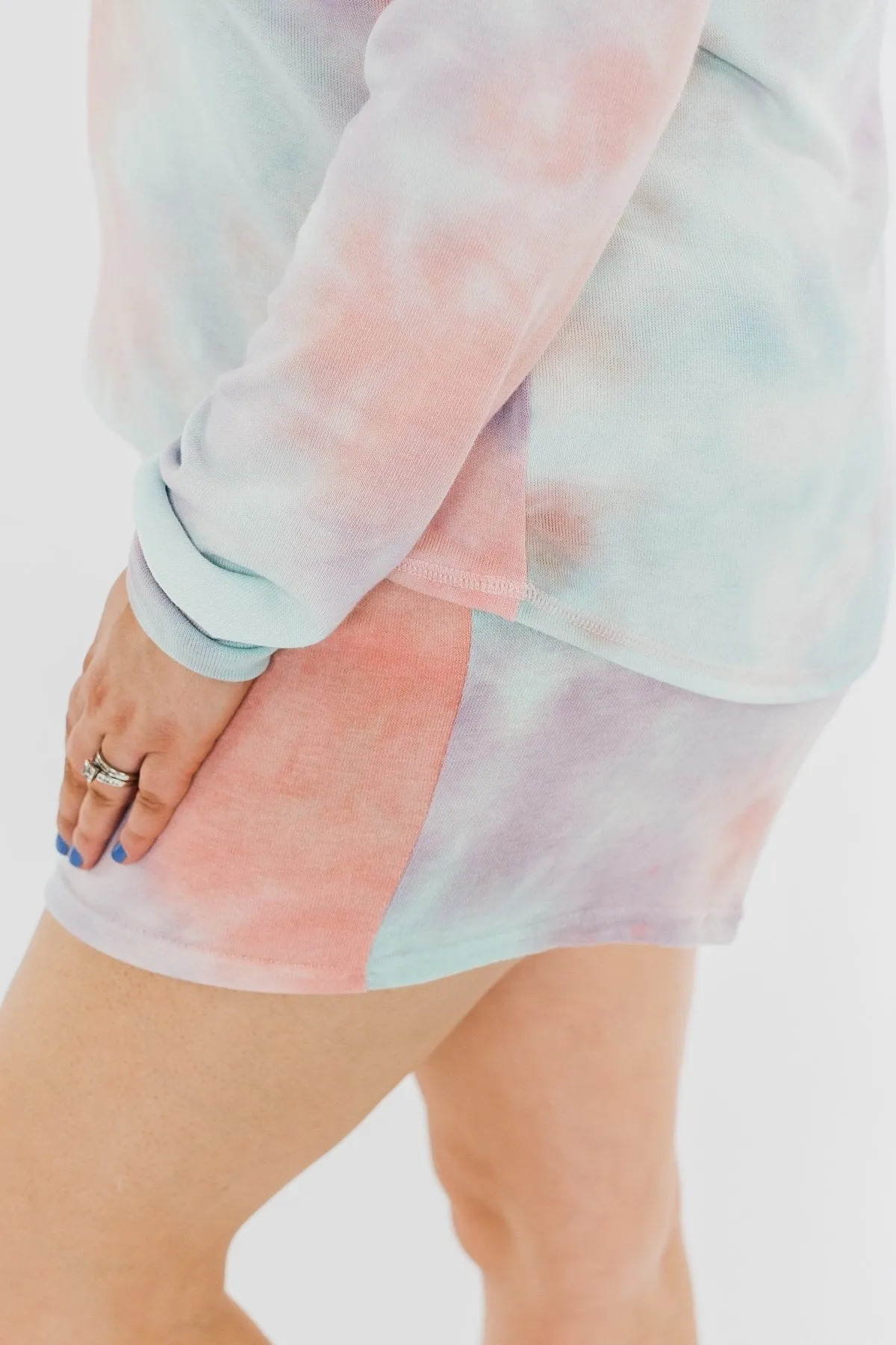 Tie Dye Lounge Shorts- Coral, Purple, & Blue