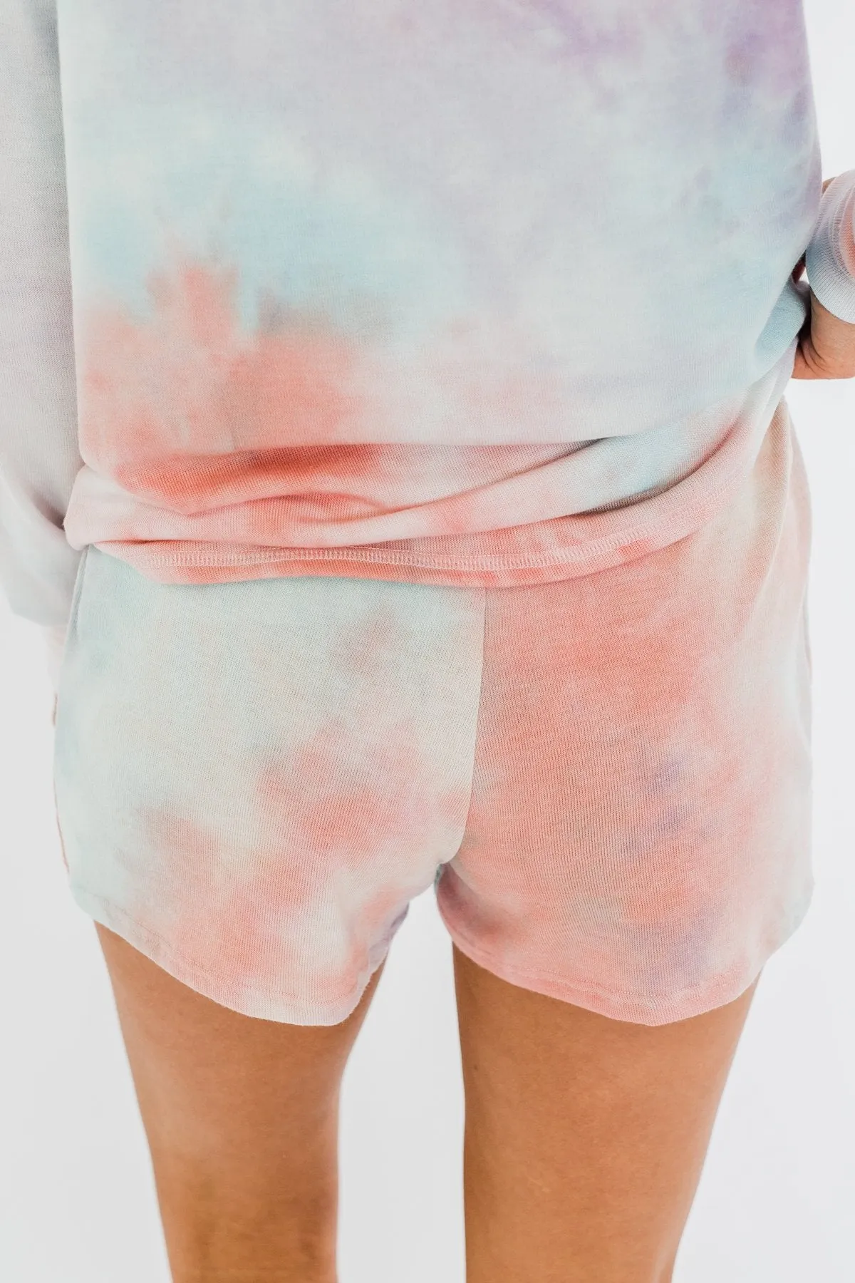 Tie Dye Lounge Shorts- Coral, Purple, & Blue