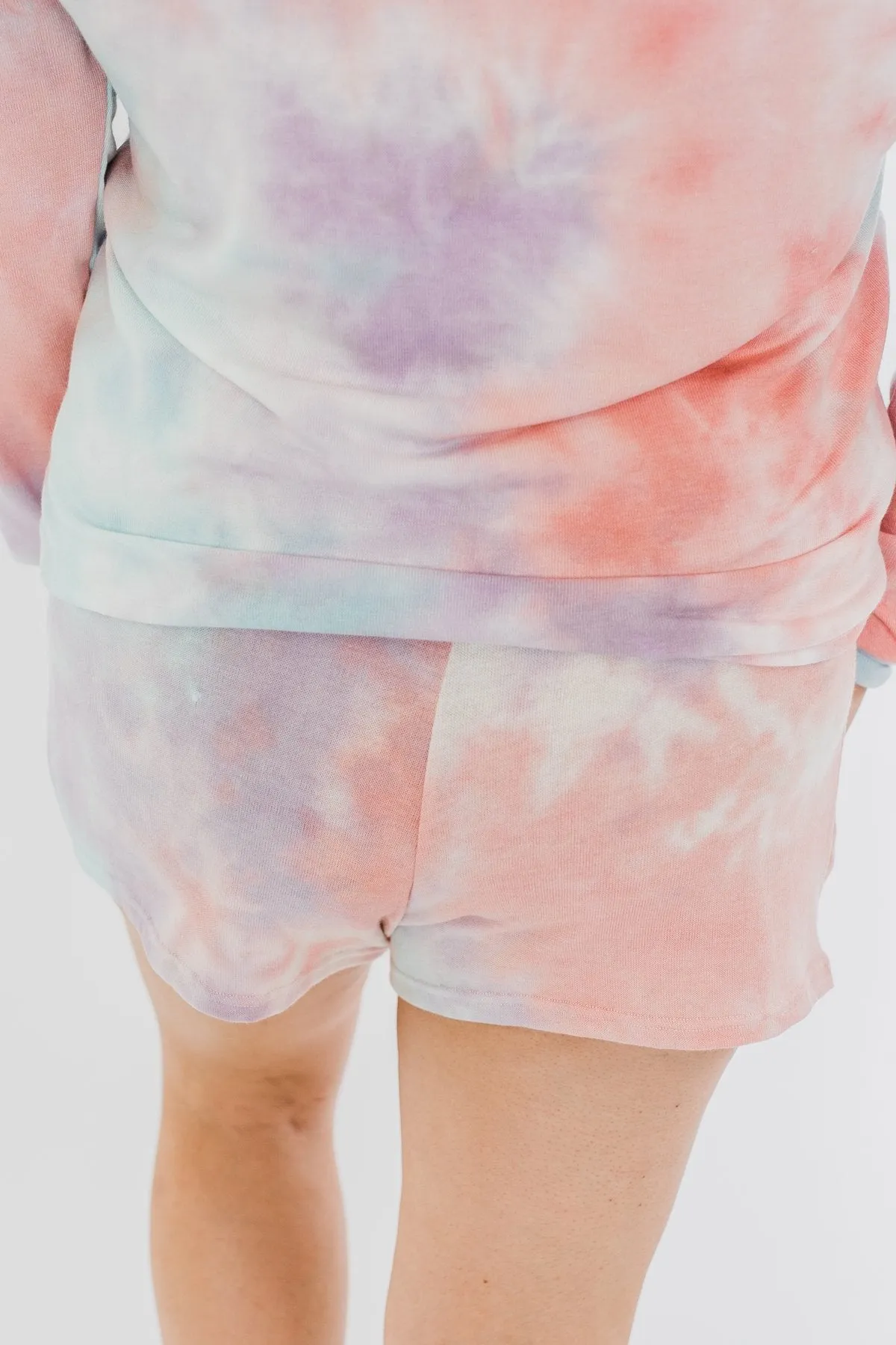 Tie Dye Lounge Shorts- Coral, Purple, & Blue