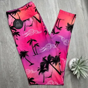 Tropical Sunset Hammock Print Soft Leggings