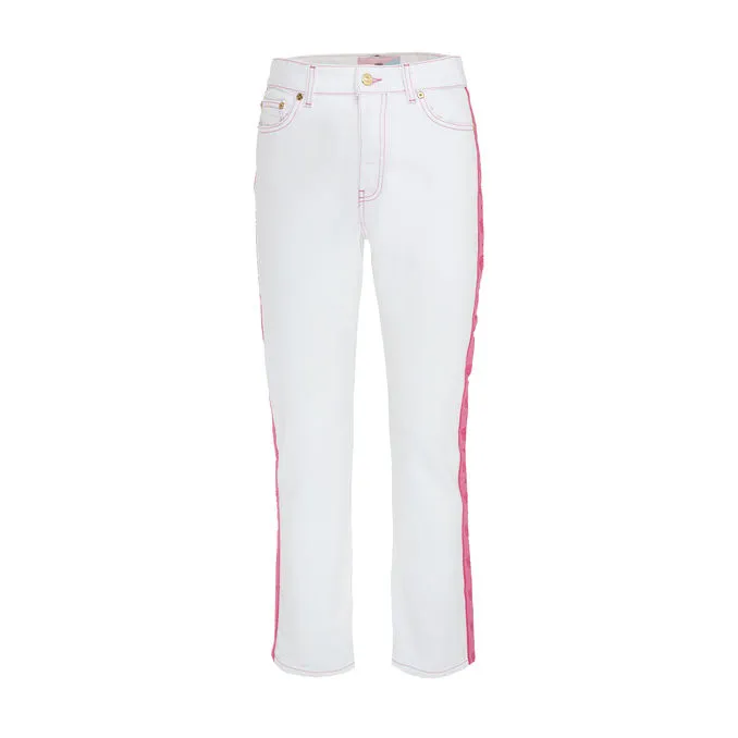 TROUSERS STRIPED LOGO Woman White 