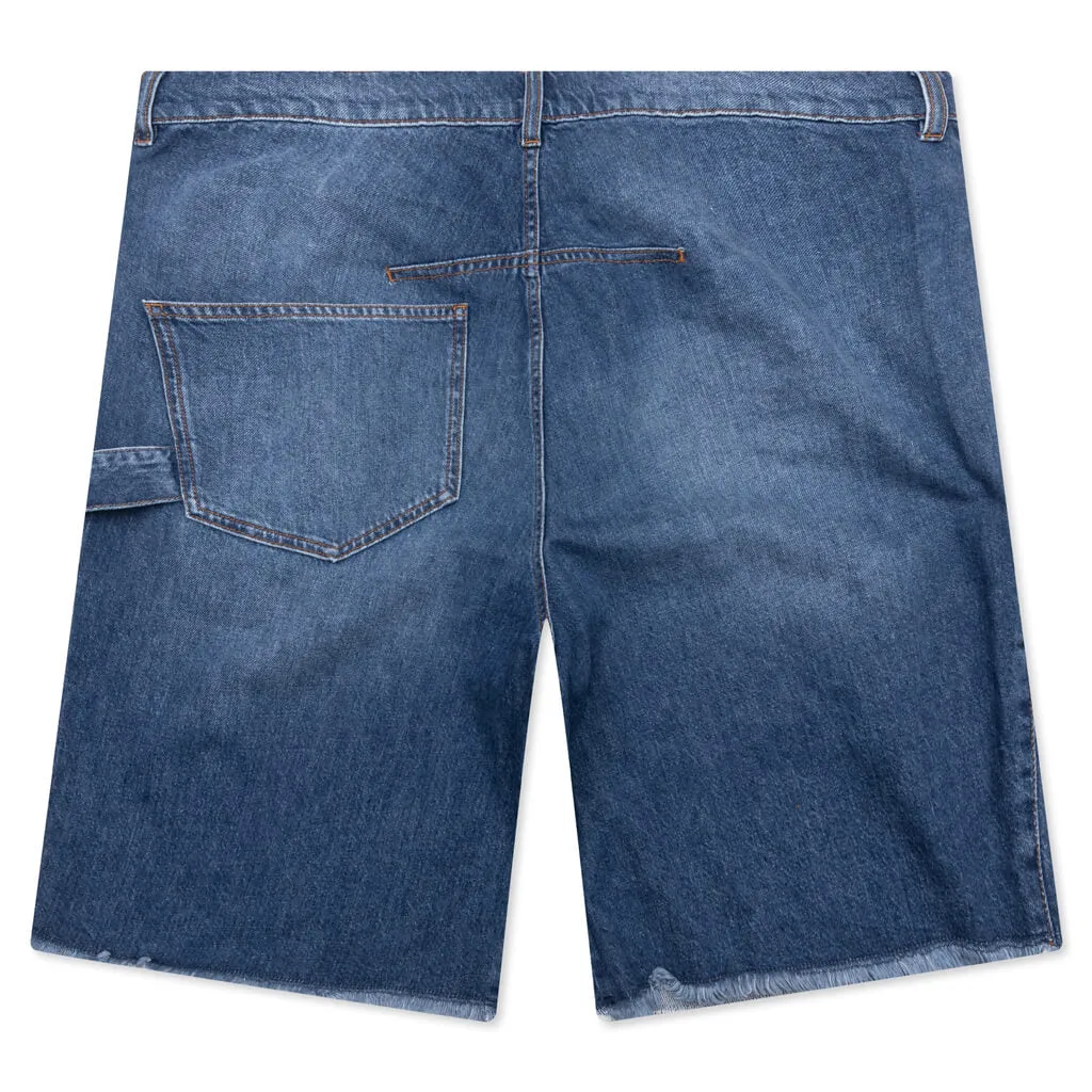 Twisted Workwear Shorts - Light Blue Denim