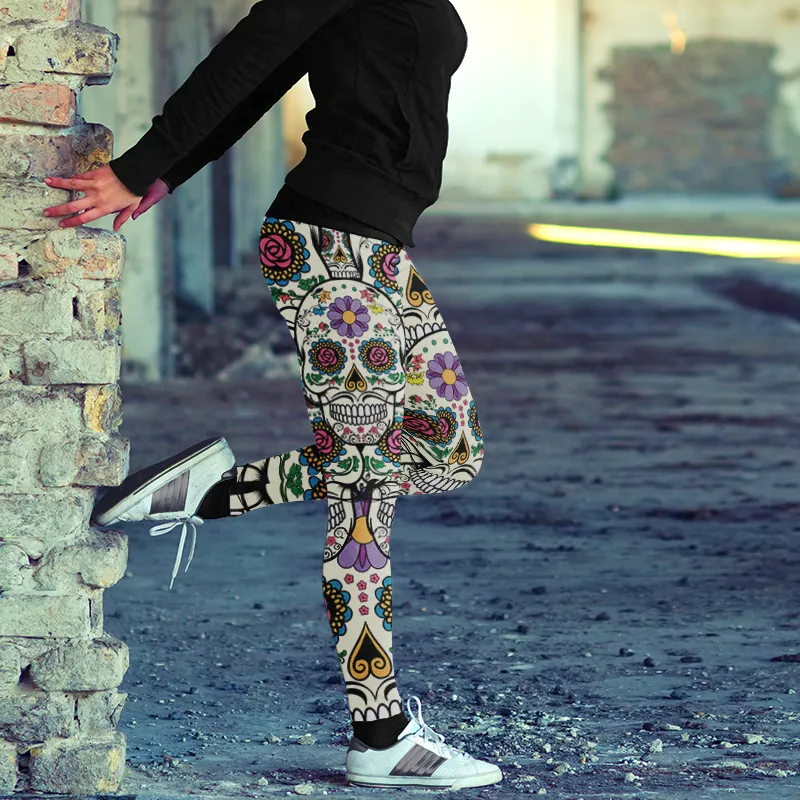 Violet Sugar Skull Leggings