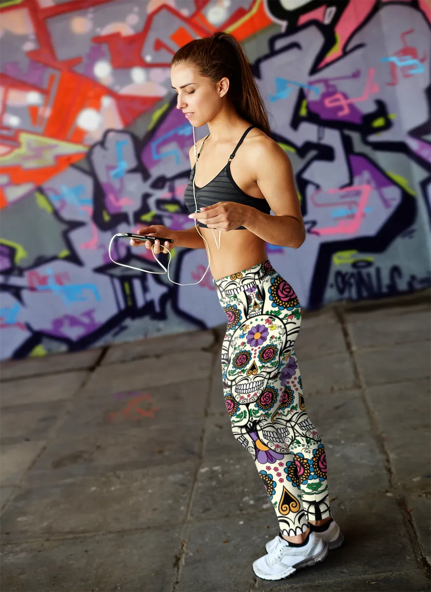 Violet Sugar Skull Leggings