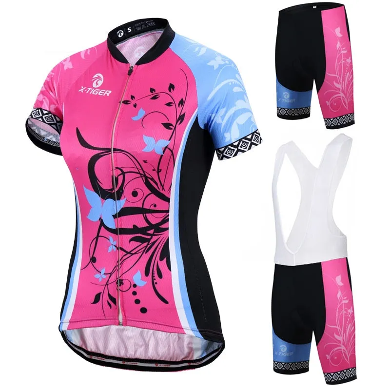 Women's Summer Breathable Mountain Bike Short-Sleeve Cycling Set