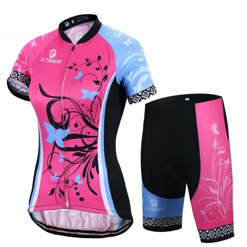 Women's Summer Breathable Mountain Bike Short-Sleeve Cycling Set