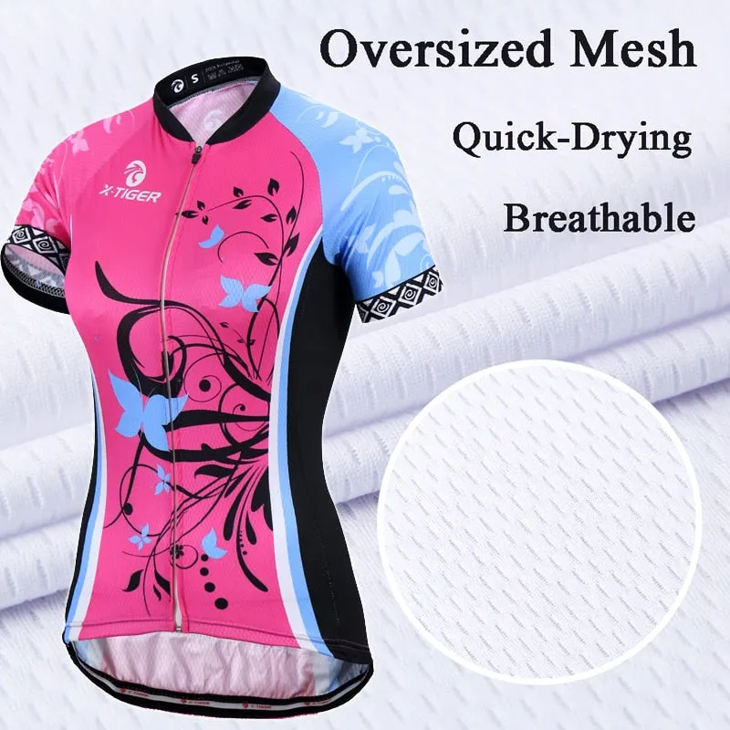 Women's Summer Breathable Mountain Bike Short-Sleeve Cycling Set