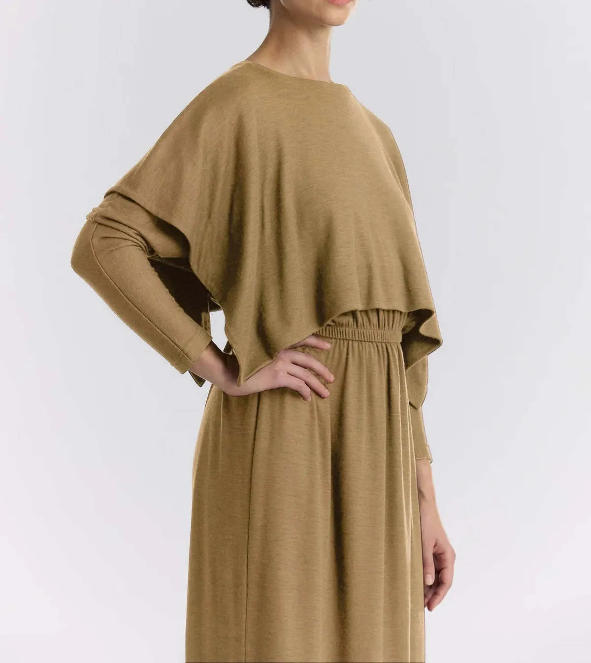 Wool Mini Poncho - Camel