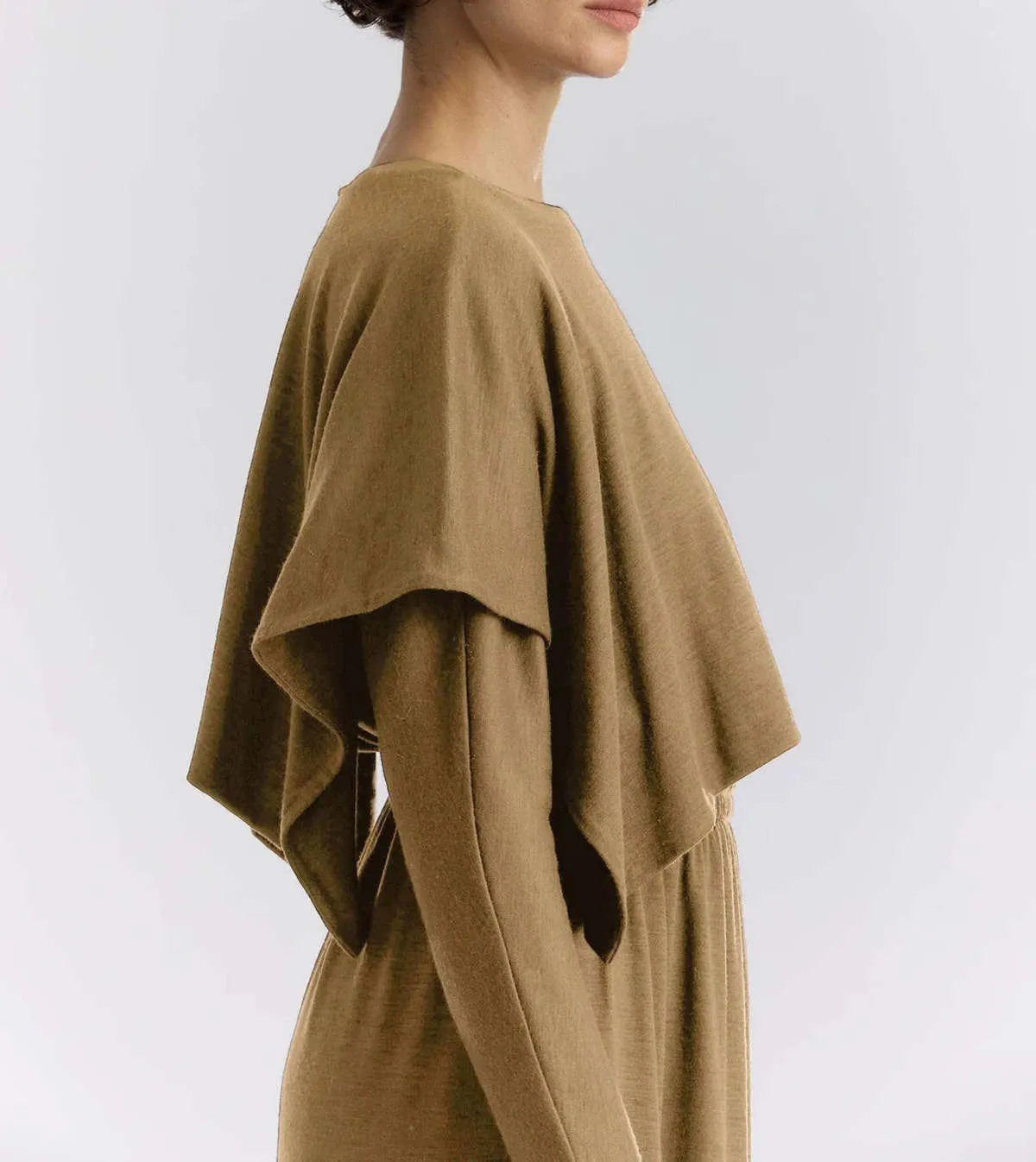 Wool Mini Poncho - Camel