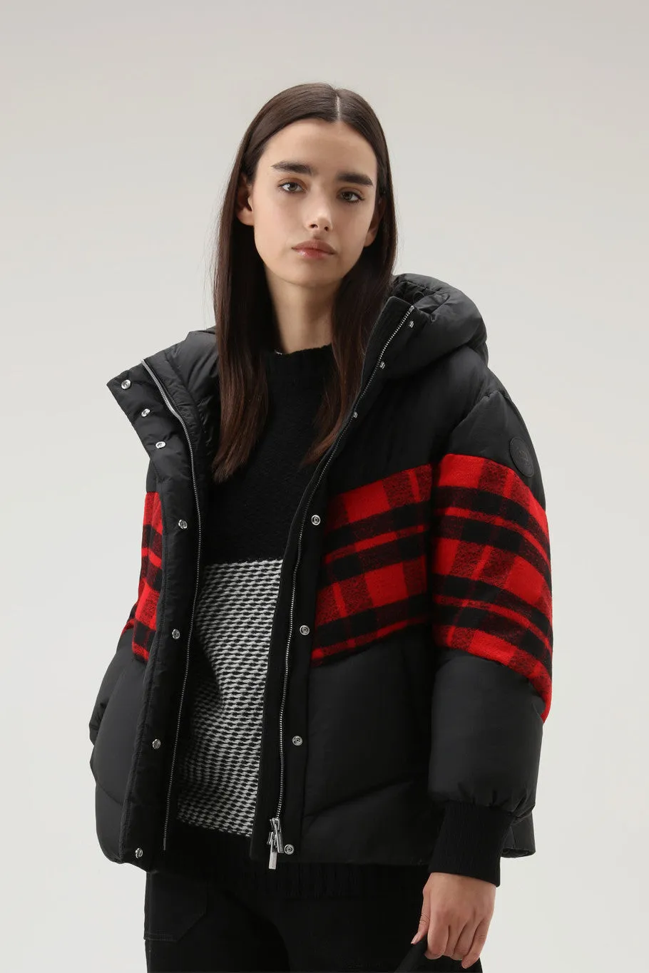 WOOLRICH PIUMINO PUFFER NERO CHECK