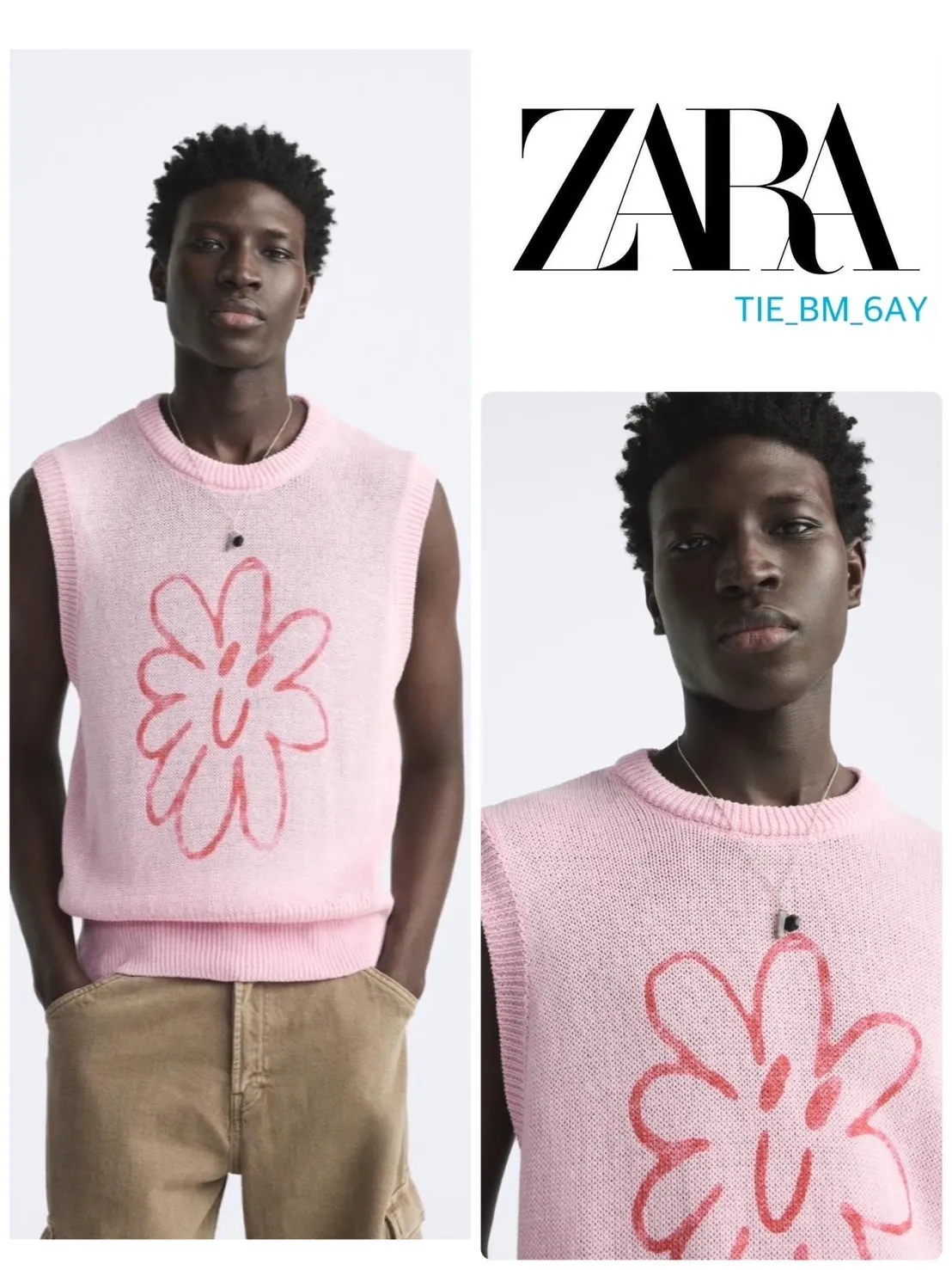 ZARA  |Flower Patterns Sleeveless Cotton Vests & Gillets