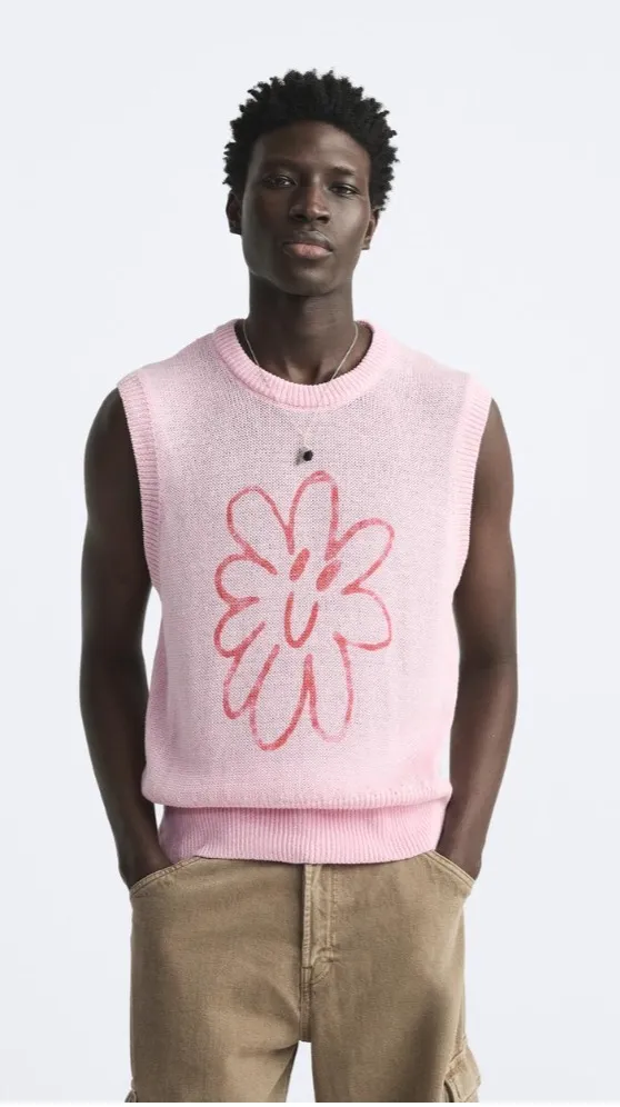 ZARA  |Flower Patterns Sleeveless Cotton Vests & Gillets