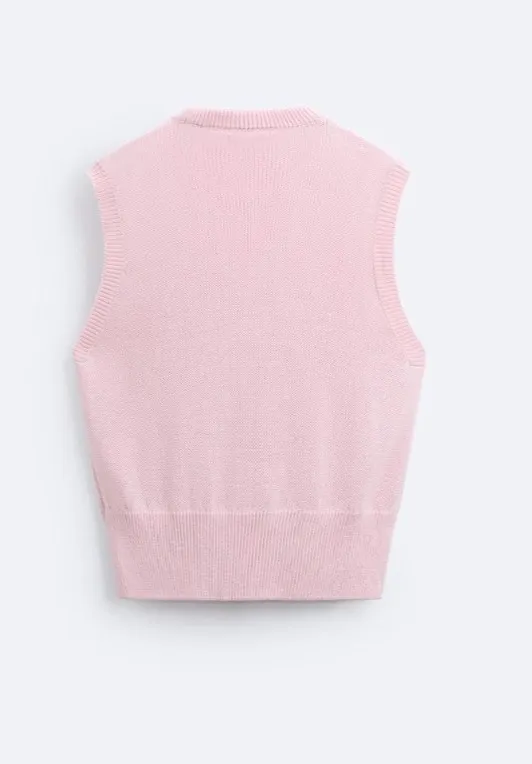 ZARA  |Flower Patterns Sleeveless Cotton Vests & Gillets