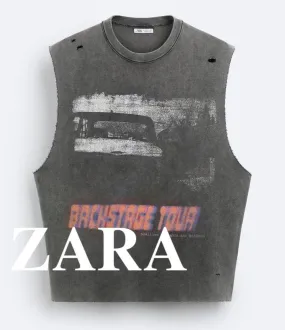 ZARA  |Sleeveless Street Style Logo Vests & Gillets