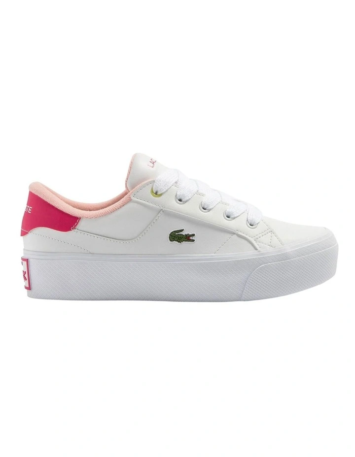 Ziane Platform Leather Sneaker in White/Pink