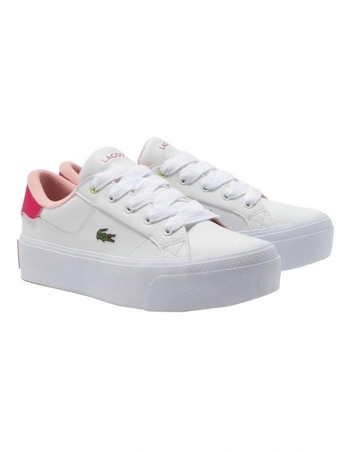 Ziane Platform Leather Sneaker in White/Pink