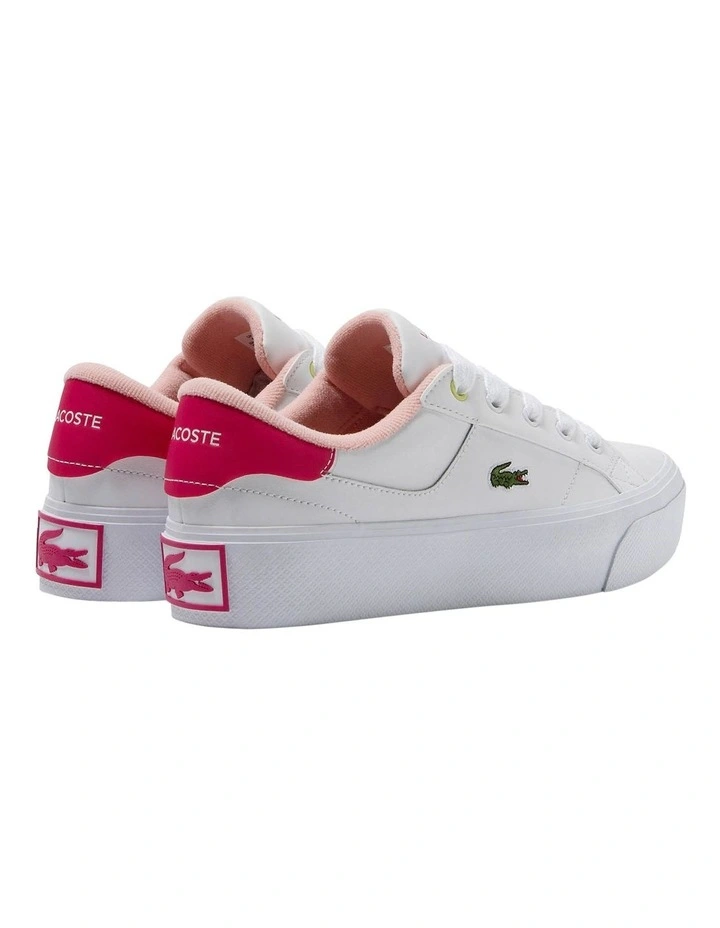 Ziane Platform Leather Sneaker in White/Pink